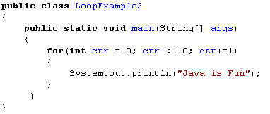 IB Computer Science Java for Loop Example