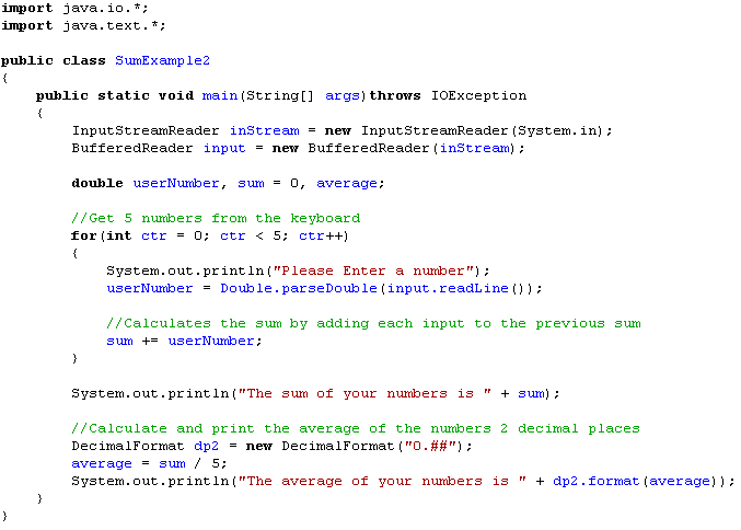 IB Computer Science Java Sum of Numbers Entered