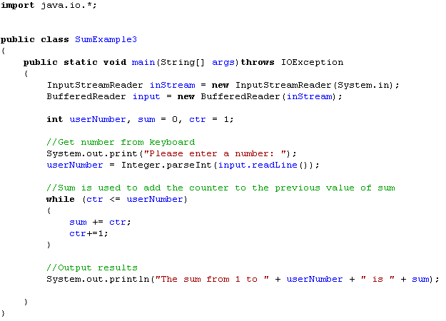 IB Computer Science Java Sum 1 to X