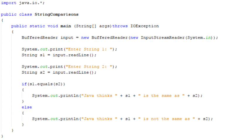 IB Computer Science Java String Equals