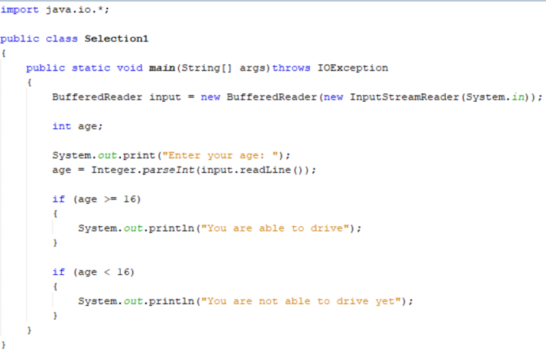 IB Computer Science If Statement Example Java