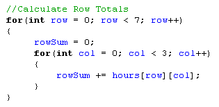 IB Computer Science Find the sum of Columns 2D array