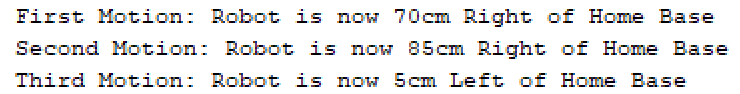 IB Computer Science Robot Class Output